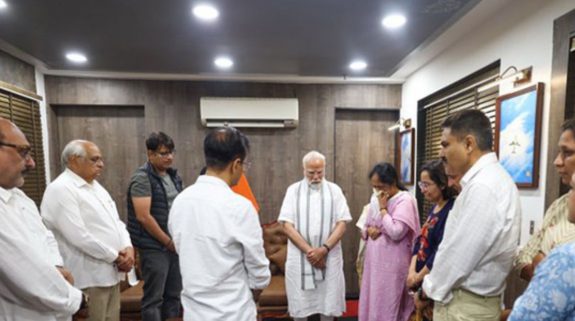 “We worked shoulder to shoulder” PM Modi meets family of ex- Gujarat CM Vijay Rupani who died in plane crash