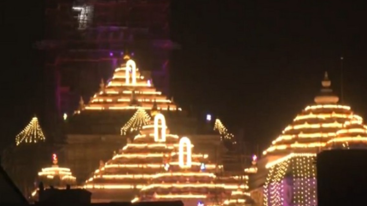 Ram Janmbhoomi Temple lit up ahead of Ram Darbar Pran Pratishtha